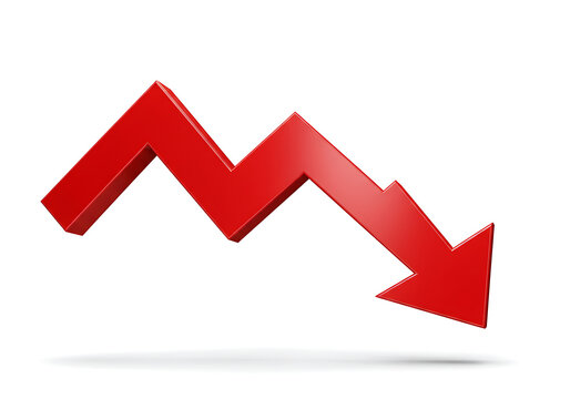 Red downward trend arrow red arrow decline