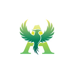 A stunning and bold logo featuring a symmetrical phoenix with its wings spread wide, standing tall on the letter 'A.' Ideal for brands that symbolize growth, renewal, and natural elegance.