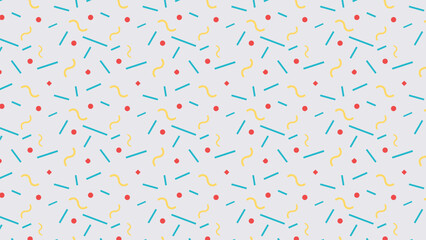 This lively pattern features playful squiggles, lines, and dots in bright red, yellow, and teal against a light background, creating a fun and energetic design perfect for cheerful decor and crafts.