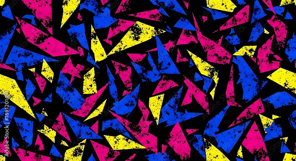 Poster vector art of abstract geometric pattern with vibrant colors and textured effect