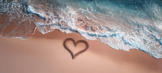 Fototapeta premium Heart Drawn In Beach Sand