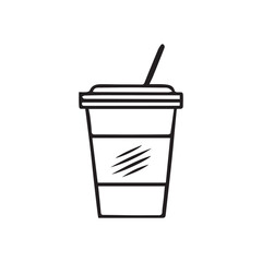 A refreshing illustration of an isolated paper cup with a straw, perfect for a cold beverage icon