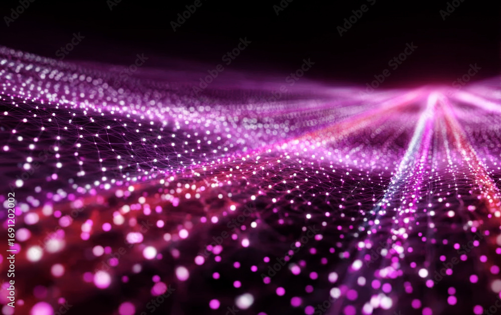 Poster vibrant abstract light rays and dots in futuristic design
