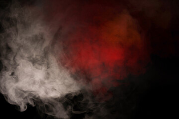 Orange and red steam on a black background.