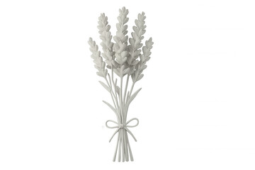 Fototapeta premium Lavender floral bouquet bound with soft ribbon, photorealistic 3d rendering against transparent backdrop
