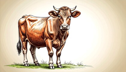 Illustration of a brown cow