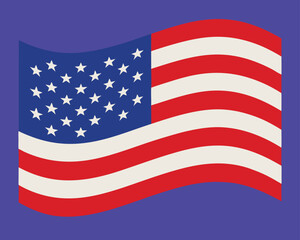 Fototapeta premium Waving American Flag Illustration on Dark Blue Background