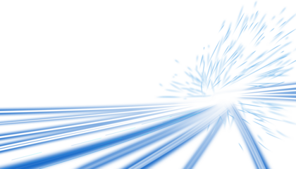 A blue light trail effect with a dynamic motion blur. Fast-moving light streaks culminating in a bright splash, beam glow, curve. City highway at night, A sci-fi high-speed particle explosion. PNG