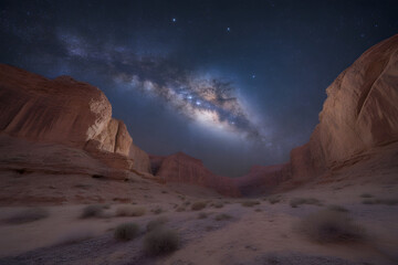 Obraz premium A breathtaking sunset casts a red glow over the desert landscape of Monument Valley, a scenic panorama of sandstone rocks and mountains