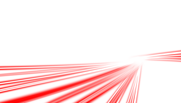 A red light trail effect with a dynamic motion blur. Fast-moving light streaks culminating in a bright splash, beam glow, flash curve. City highway at night, Sci-fi high-speed particle explosion. PNG