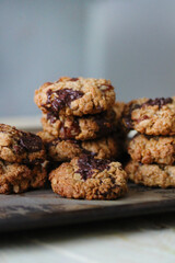 Oatmeal and raisin cookies homemade closeup