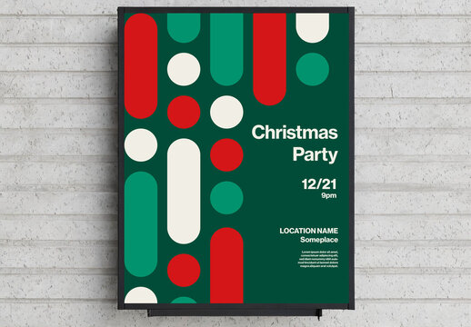 Christmas Party Poster Template with Rounded Rectangles