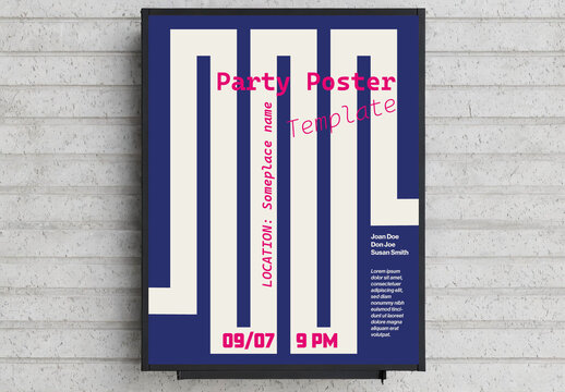 Modern Abstract Party Poster Template with Abstract Shape and Typography