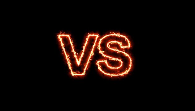 Fiery "VS" text on black background