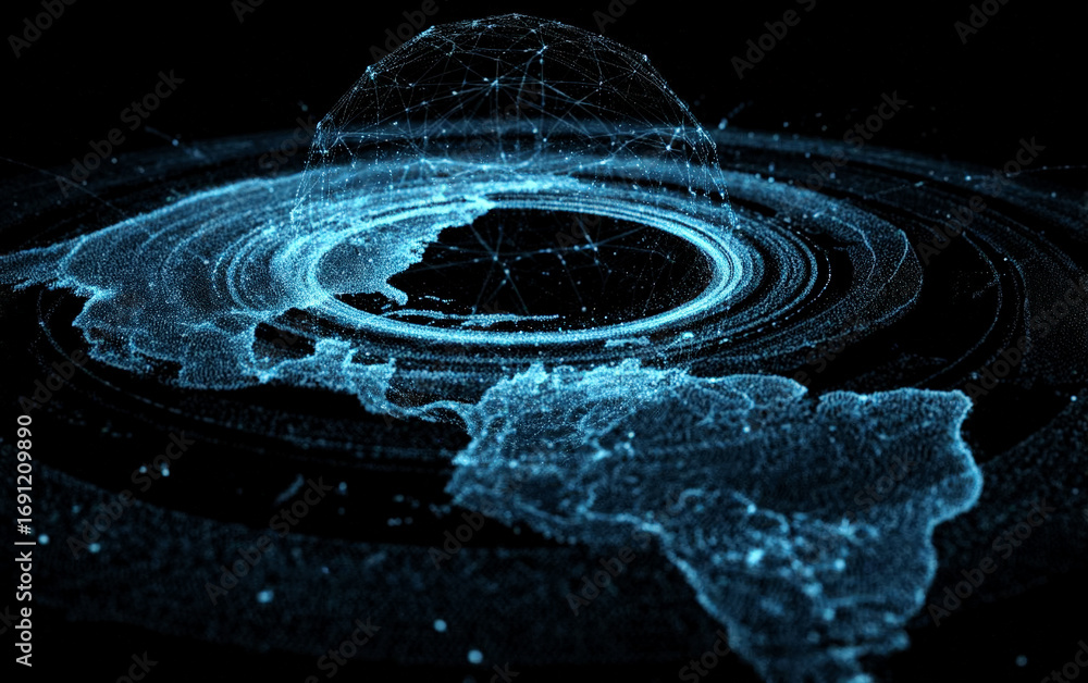 Poster global network connection and digital world representation