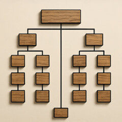 Wooden block chart showing hierarchy isolated on white background