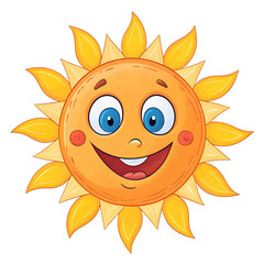 Happy cartoon sun character isolated on transparent background