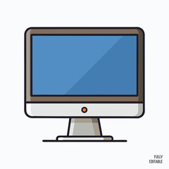 Fototapeta premium Vector art of desktop computer monitor, modern electronic device for work and entertainment.