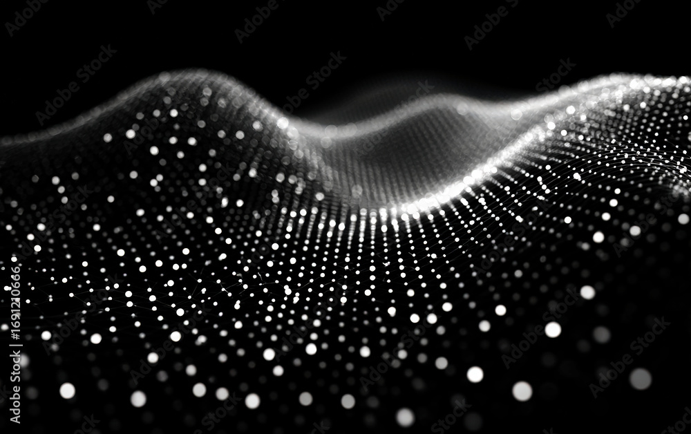 Aufkleber abstract digital wave pattern with dots and curves