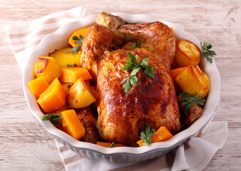 chicken with potatoes and pumpkin