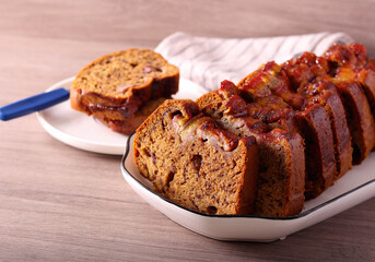 Banana caramel bread, sliced