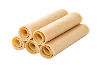 Golden-brown, expertly rolled crepes, neatly stacked for a delightful culinary treat, ideal for a satisfying breakfast, a sweet dessert, or a light snack