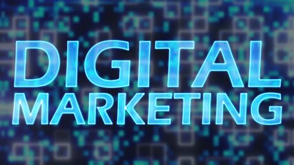 Digital marketing text. Computer generated 3d render