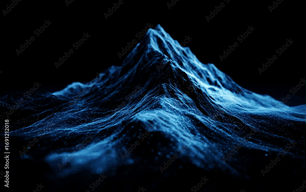 Aufkleber blue abstract mountain shape with digital and tech-like appearance