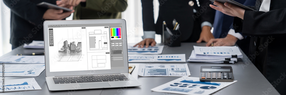 Poster architectural design brisk software application for architect business and professional designer