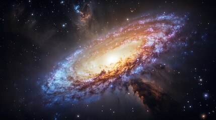 Fototapeta premium Stunning Galaxy in Space with Bright Stars and Colorful Nebulae, a Cosmic Wonder Embraced by Infinity and Light