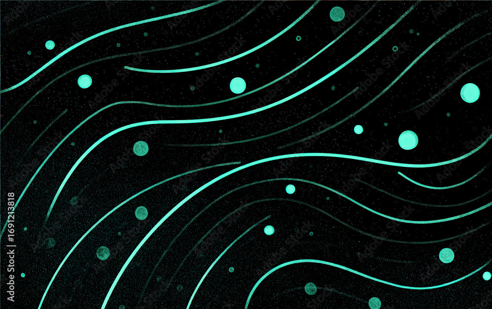 Poster abstract pattern with curved lines and circular elements