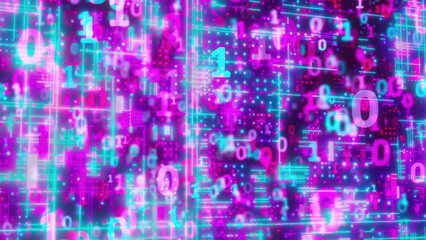 Abstract technology backdrop with binary code. Computer generated 3d render