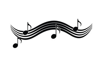 Sound Wave Border with Floating Music Notes Illustration