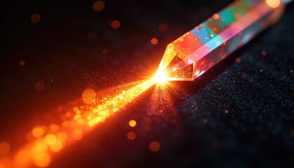 Vibrant light refracting through a prism, creating a dynamic visual experience, technology concept