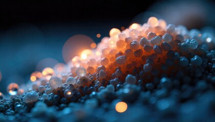 Abstract glowing spheres creating a stunning visual display of light and texture, perfect for design