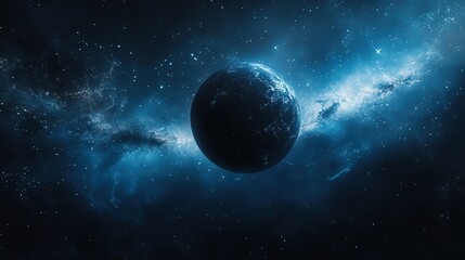 Obraz premium A stunning view of a planet surrounded by the beauty of space. Dark colors blend with bright stars to create a mesmerizing scene.