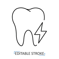 A toothache icon in minimalist style with editable stroke. Dental symbol, medicine element, healthcare object, oral care sign, medical equipment, dentistry concept, pain pictogram