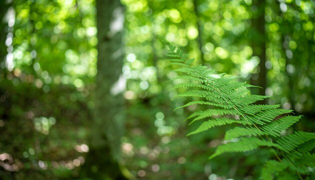 Lush fern in a sunlit forest