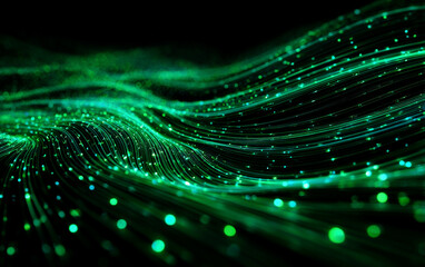 Fototapeta premium Green Wavy Lines Representing Digital Data Transmission
