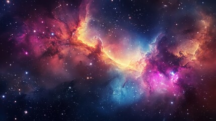 Fototapeta premium A Stunning Celestial Scene: A Colorful Cosmic Nebula in Deep Space