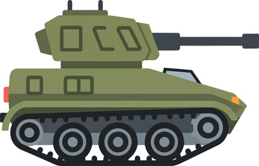 Fototapeta premium Modern military tank vehicle green combat machine army warfare transportation illustration vector