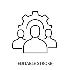 A teamwork icon in minimalist style with editable stroke. Business management symbol, cooperation element, corporate object, human resources concept, collaboration pictogram