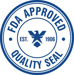 Vintage fda approved quality seal emblem retro badge guarantee stamp certification trust label vector