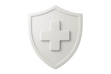 Obraz premium White shield featuring medical cross, representing healthcare protection, rendered in 3d against transparent backdrop