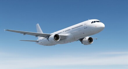 Obraz premium White Passenger Airplane Ascending into the Clear Blue Sky