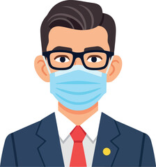 Businessman wearing medical face mask safety protection during pandemic vector