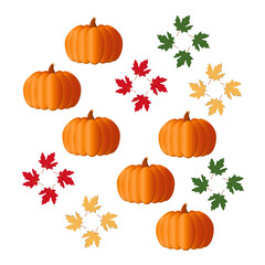 Autumn Background with Maple Leaves on White Color