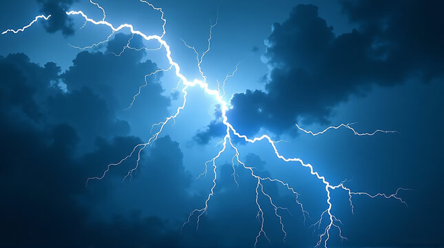 Forked lightning strike electrifies the turbulent sky during a severe thunderstorm, showcasing nature's immense power