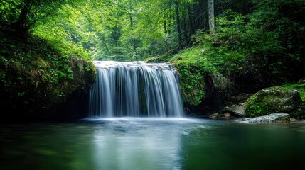 Forest waterfall scene