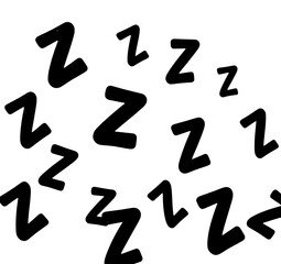 Fototapeta premium Scattered Hand-Drawn Z's: A Collection of 16 Bold, Black Z's on White Background